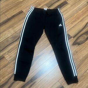 Adidas Black Joggers with White Stripes